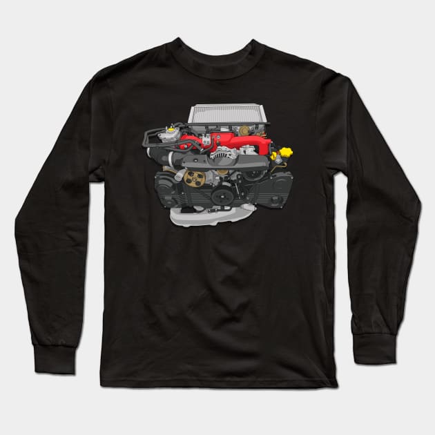 Subaru boxer engine EJ20 Long Sleeve T-Shirt by ArtyMotive